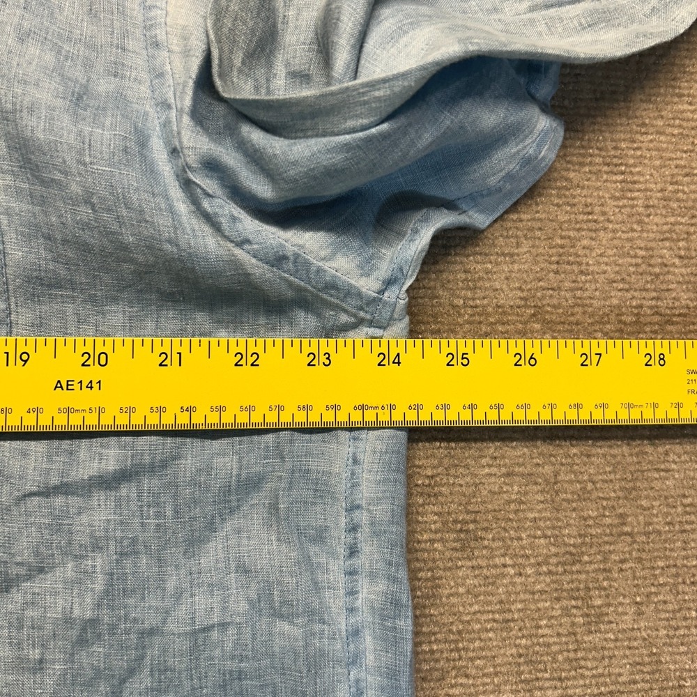 Tulliano Geena Shirt Men's Large Long Sleeve Button Up 100% Linen Indigo NEW - Picture 7 of 9